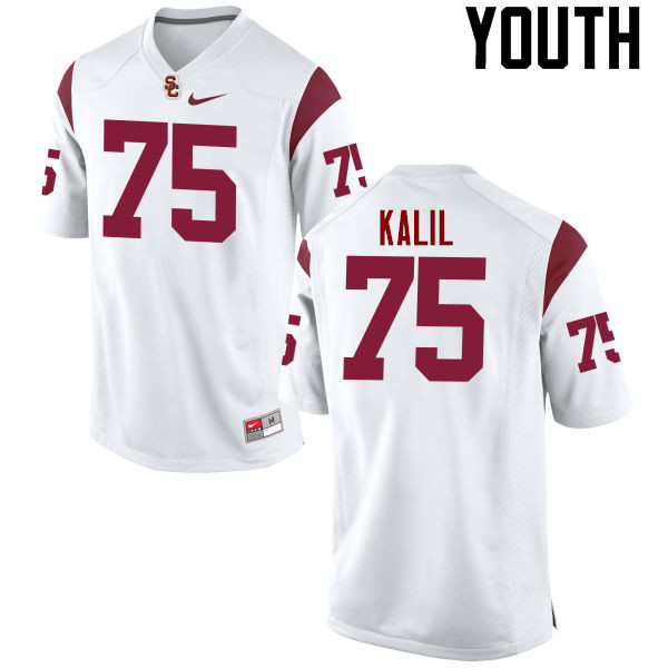 Youth #75 Matt Kalil USC Trojans College Football Jerseys-White